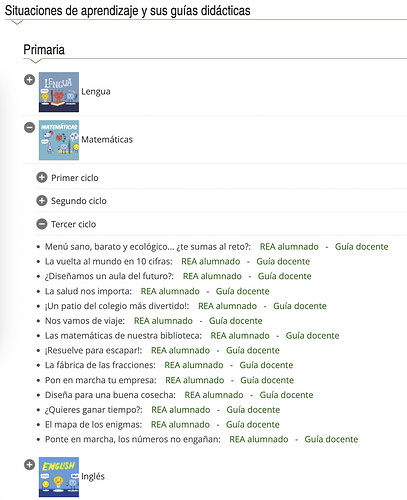 Áreas y cursos